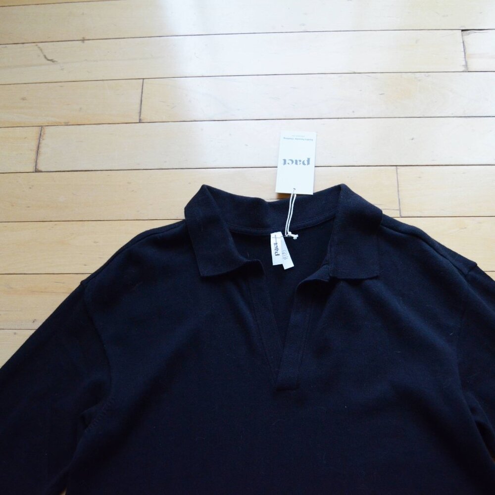 Pact Classic Fine Knit Collared Sweater Dress Black Size XL NWT - Picture 3 of 9